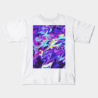 Vibrant Vaporwave Marble - Digital Paint Spill Kids T-Shirt